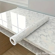 Oliebestendige witte marmer zelfklevende PVC decoratieve film makkelijke sticker voor huisversiering
