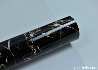 3d Uv Marmeren van het de Keukentafelblad van het Bladontwerp Decoratieve de Pvc-folie Zwarte Gouden