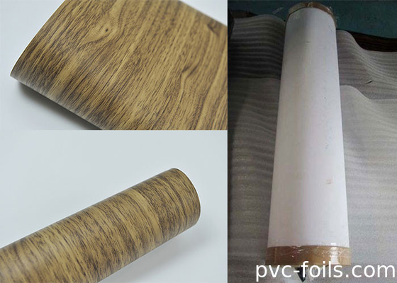 0.07mm Dikke houten patroon PVC decoratieve film platte oppervlak rollen verpakking