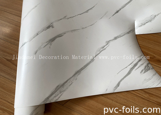 Witte marmer ontwerp PVC membraan film rol voor kast deur decoratie