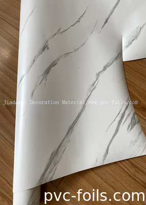 Witte marmer ontwerp PVC membraan film rol voor kast deur decoratie