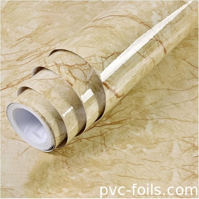 High Gloss Marble Grain PVC Decorative Film voor bureaubladen en interieuroppervlakken