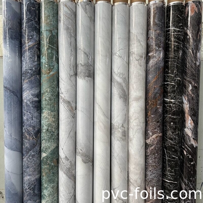 Custom Marble Pattern Digital Printing PVC Decorative Film voor het lamineren van meubelpanelen