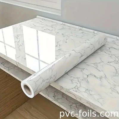 Oliebestendige witte marmer zelfklevende PVC decoratieve film makkelijke sticker voor huisversiering