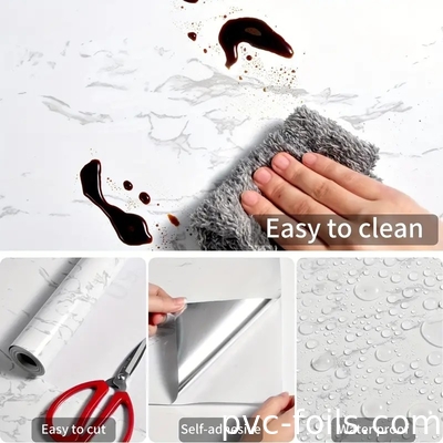 Oliebestendige witte marmer zelfklevende PVC decoratieve film makkelijke sticker voor huisversiering