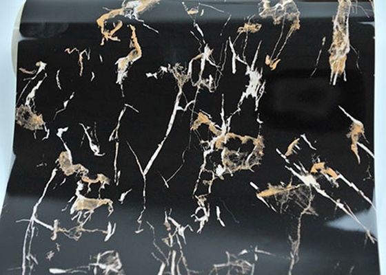3d Uv Marmeren van het de Keukentafelblad van het Bladontwerp Decoratieve de Pvc-folie Zwarte Gouden